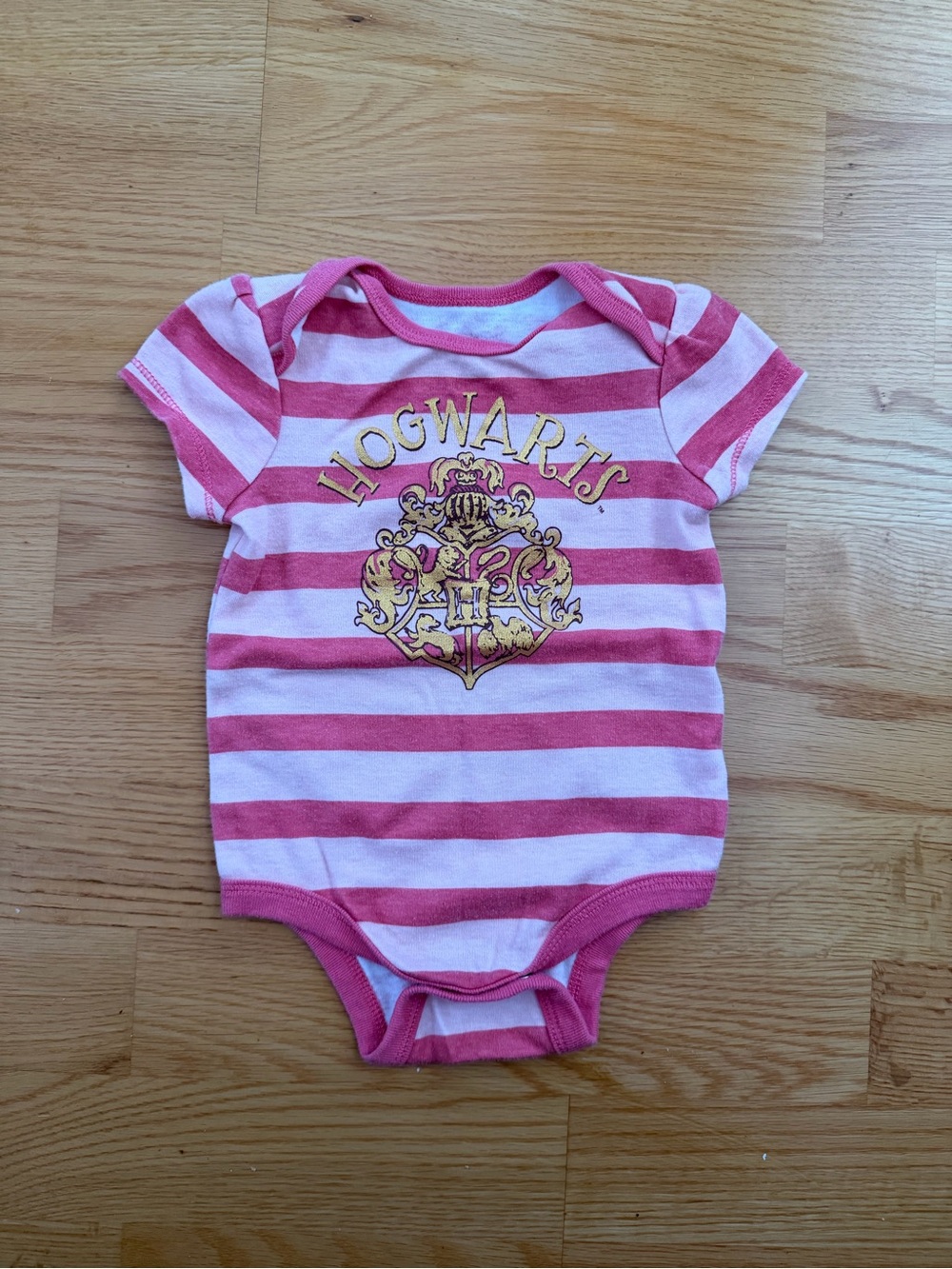 3-6 months White Striped Hogwarts Baby One-Piece